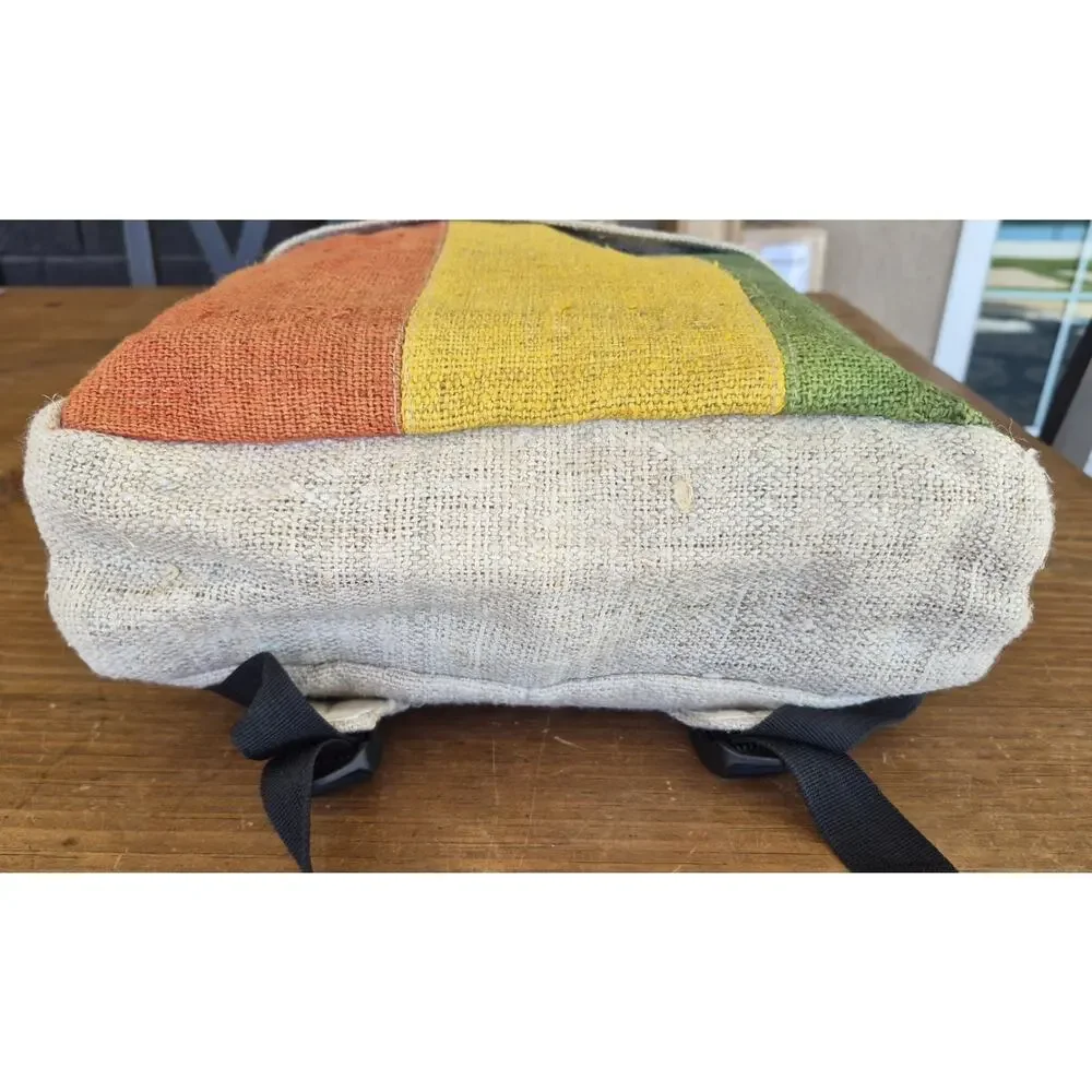 Handmade Himalayan Natural Pure Hemp Backpack | Boho Striped Festival Bag